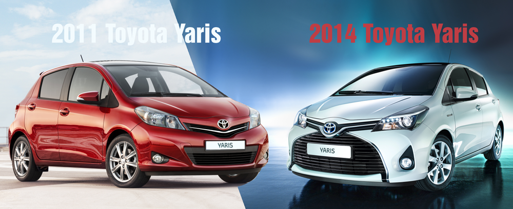 2011 vs. 2014 Toyota Yaris | Illustration by Raphael Gürth/autofilou.at
