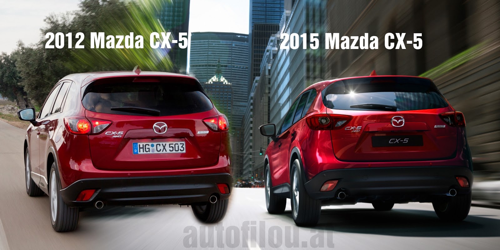 2012 vs. 2015 Mazda CX-5 | Illustration © Raphael Gürth/autofilou.at