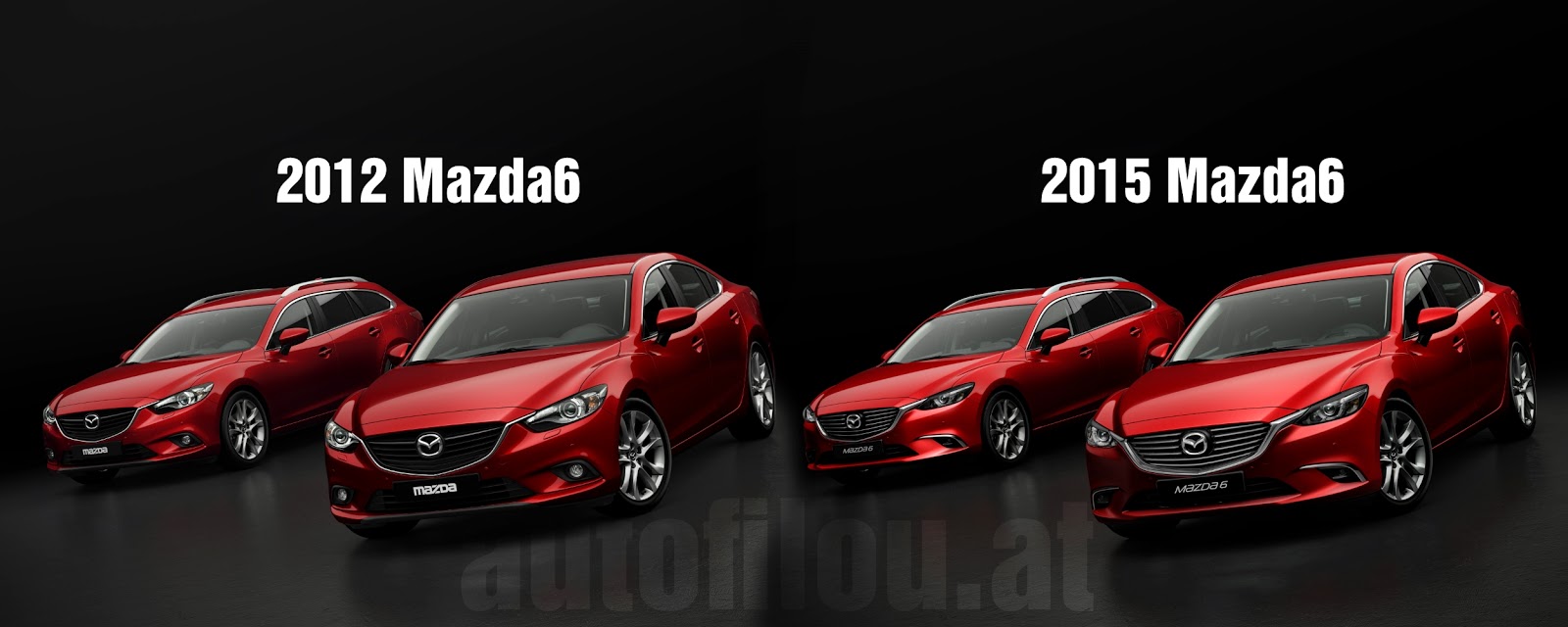 2012 vs. 2015 Mazda6 | Illustration © Raphael Gürth/autofilou.at