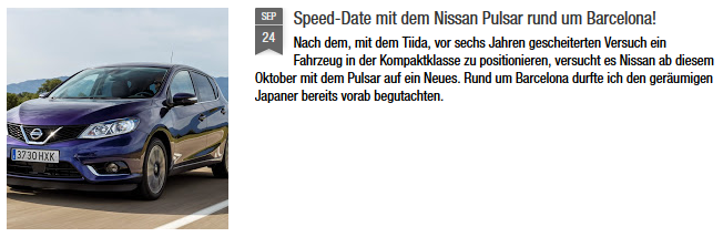 Speed-Date mit dem 2015er Nissan Pulsar rund um Barcelona