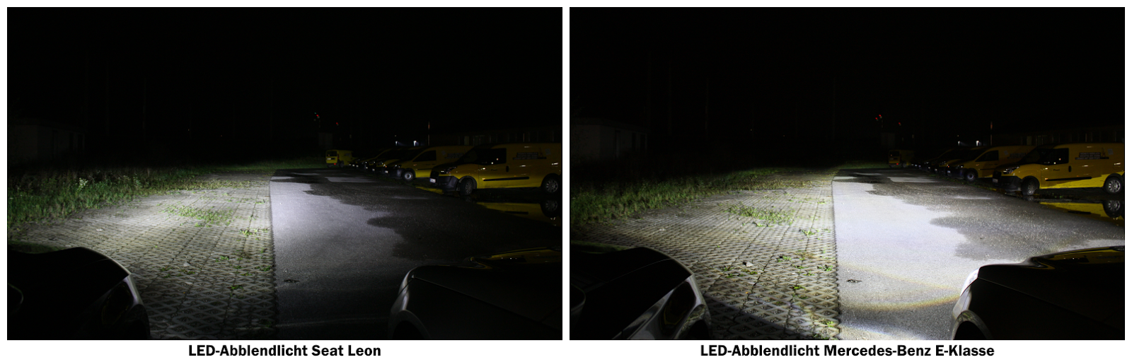 LED-Abblendlicht Seat Leon & Mercedes-Benz E-Klasse | Photo © Raphael Gürth/autofilou.at