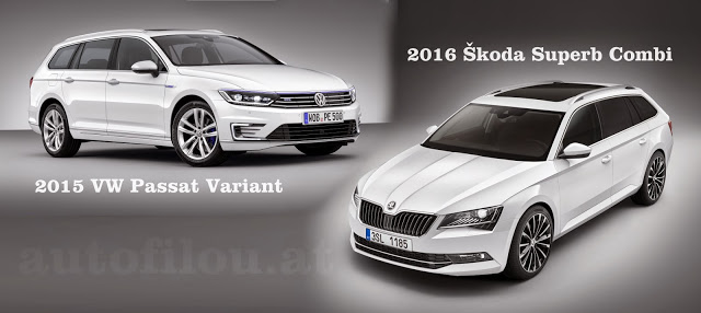2016 Škoda Superb Combi vs. 2015 VW Passat Variant | Illustration © Raphael Gürth/autofilou.at