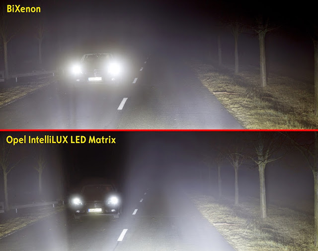 Vergleich BiXenon-Fernlicht vs. 2016 Opel Astra IntelliLUX-Fernlicht | Photo © GM Company