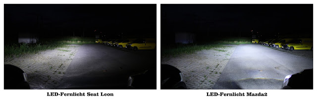 LED-Fernlicht: 2014 Seat Leon & 2015 Mazda2 | Photo © Raphael Gürth/autofilou.at