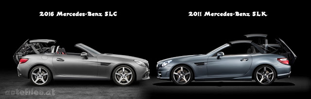 2016 Mercedes-Benz SLC vs. 2011 Mercedes-Benz SLK | Illustration © Raphael Gürth/autofilou.at