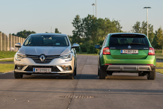 Renault Mégane vs. Škoda Rapid Spaceback test review vergleich versus difference unterschied