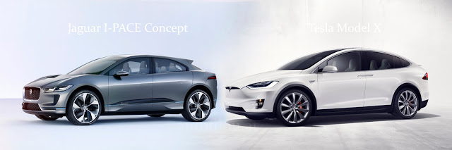 Jaguar I-PACE Concept vs. Tesla Model X comparison difference unterschied vergleich
