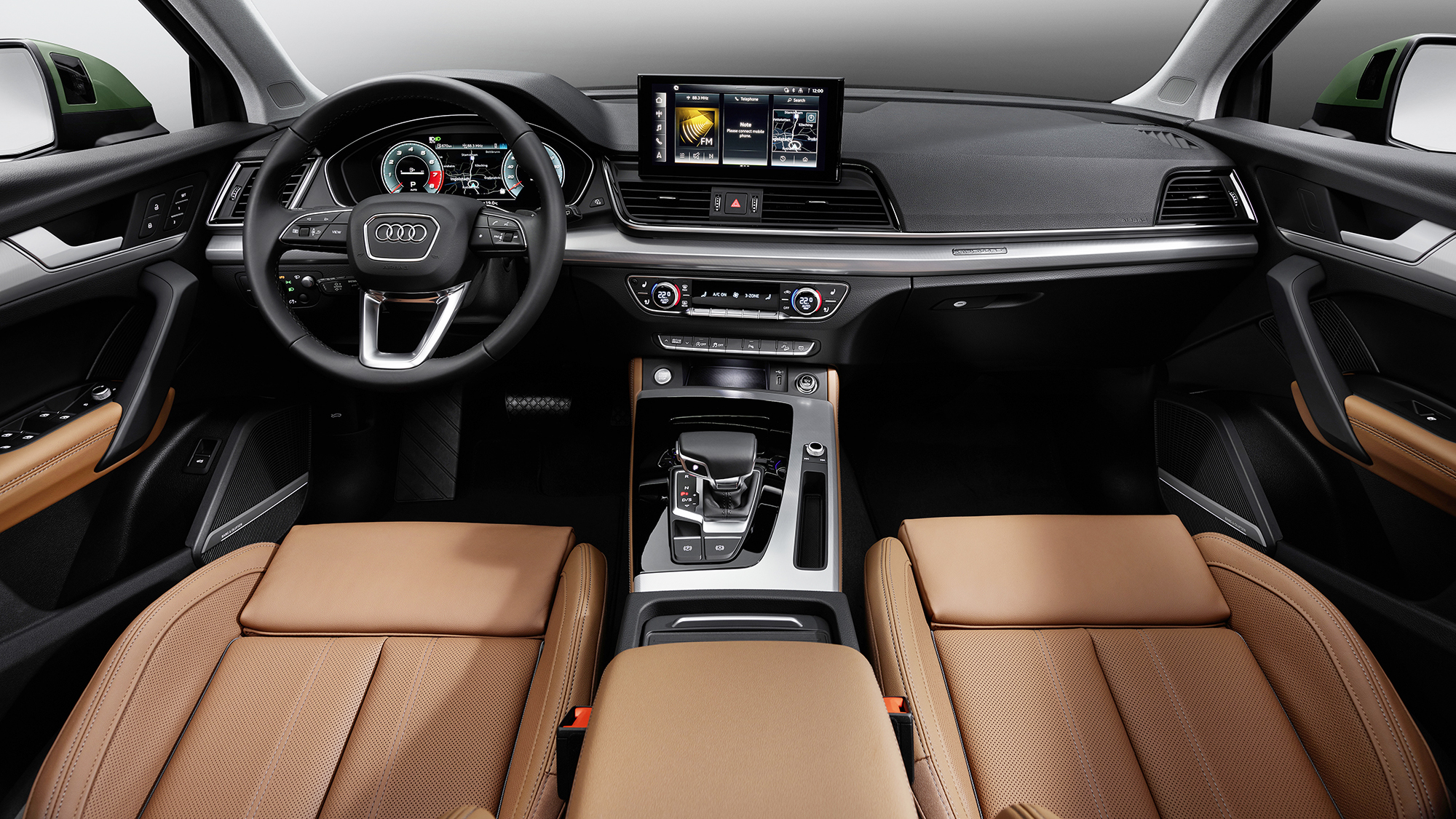 2021 Audi Q5 40 TDI Facelift Interieur Innenraum Lenkrad Monitor Bildschirm Leder
